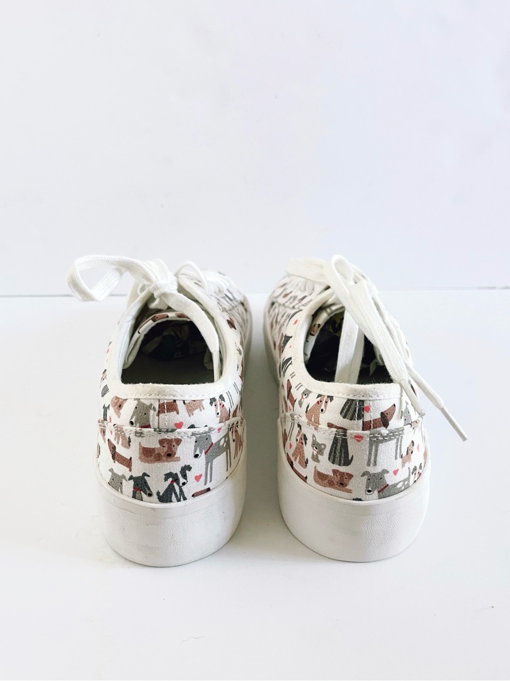 NWOT CYNTHIA ROWLEY White Canvas Sneakers with Playful Animal Print - Picture 3 of 7